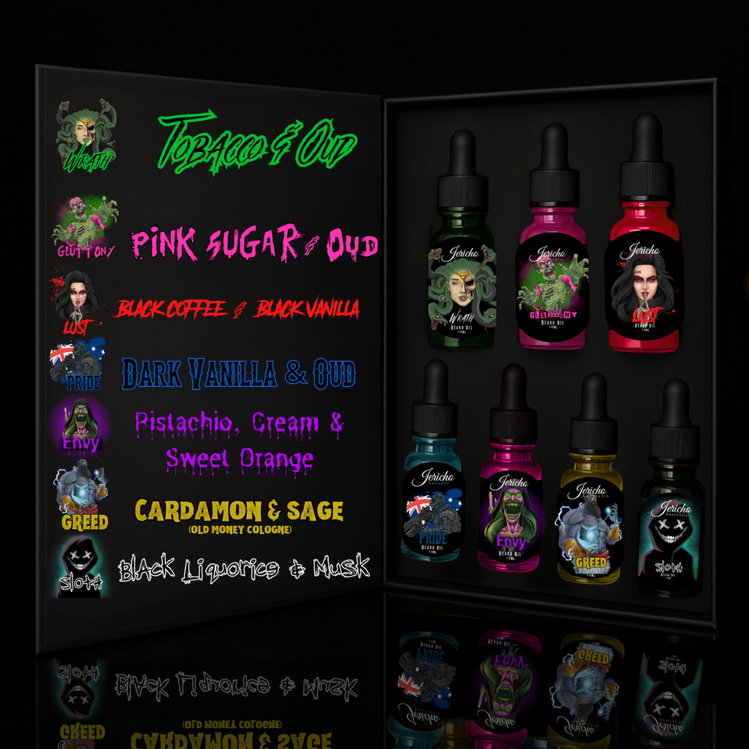 The Book of 7 Deadly Sins - (Sample or Travel Size) 7x10ml Beard Oil’s