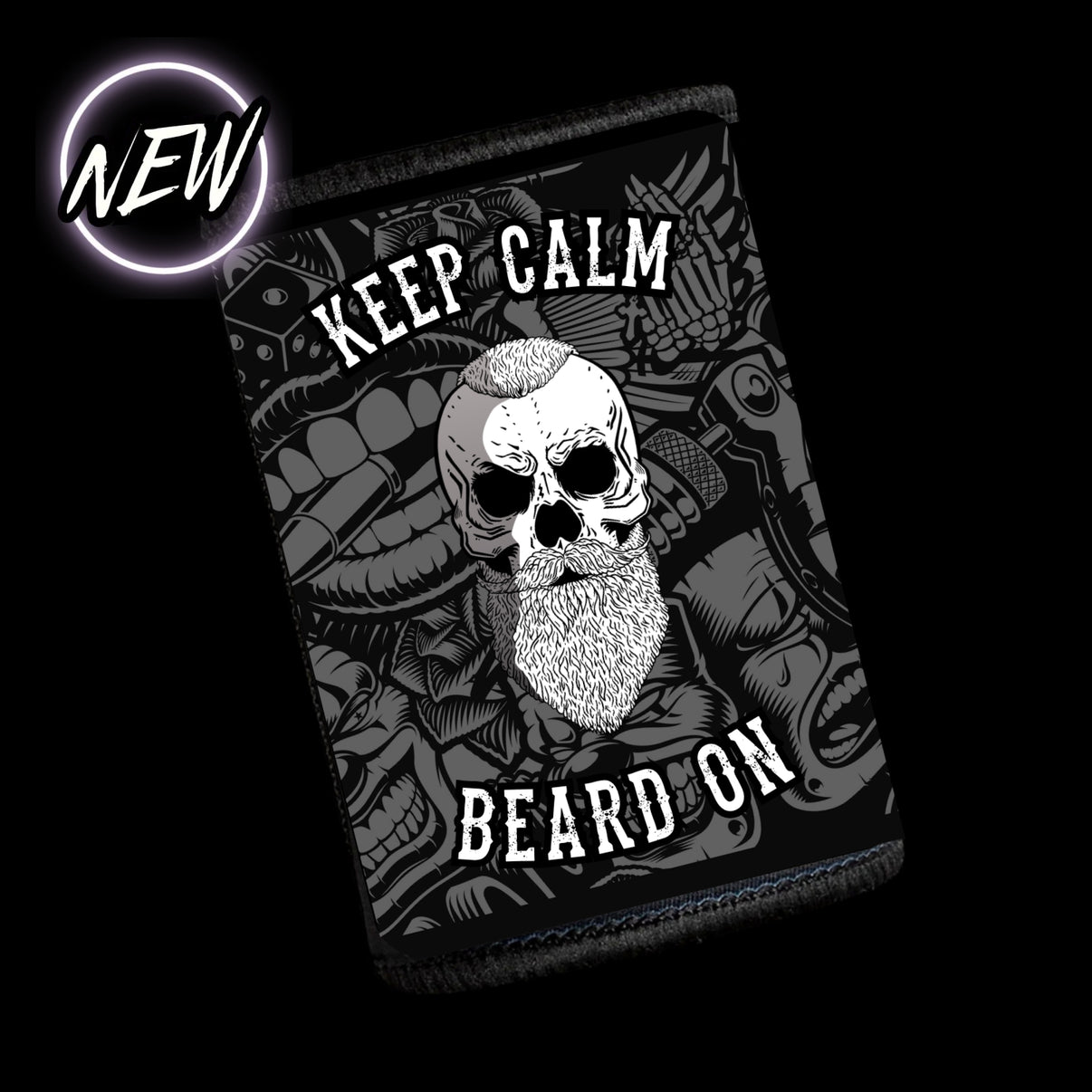 Keep Calm & Beard On Stubby Cooler